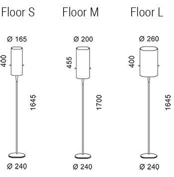 Abmessungen Stehleuchte Floor S-M-L von Serien Lighting