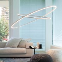 Nemo Ellisse Double Pendelleuchte in Weiß im Wohnzimmer