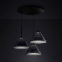 Artemide Look At Me 35 Cluster LED Pendelleuchte in dunkler Umgebung