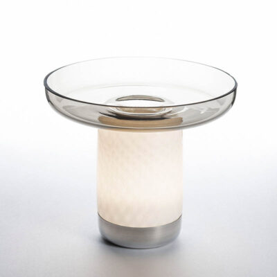 Artemide Bontà LED-Tischleuchte mit grauer Glasschale