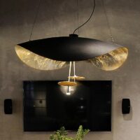 Lederam Manta S2 Pendelleuchte in schwarz gold von Catellani & Smith