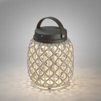 Bover Nans M/21/R LED-Tischleuchte mit Akku Schirm Braun und Beige