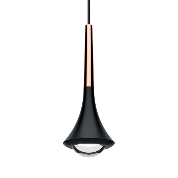 Lodes Rain LED-Pendelleuchte in Schwarz matt rose gold