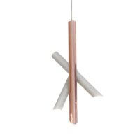 Nemo Tubes 3 LED-Pendelleuchte Weiß Kupfer