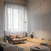 Lodes Elara - LED-Pendelleuchte Gold Wohnraumambiente