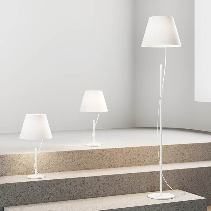 Lodes Hover LED-Tischleuchten und Stehleuchte in Weiß