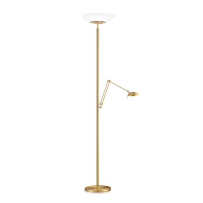 Knapstein Elsa L LED-Deckenfluter mit Leselicht Messing matt