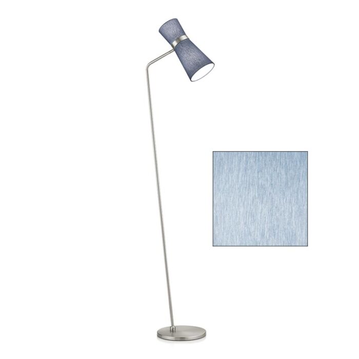 Knapstein YUNA-S LED-Stehleuchte mattnickel, Schirm spruce blue