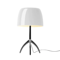 Foscarini Lumiere Grande Tischleuchte mit Dimmer Chrom weiss