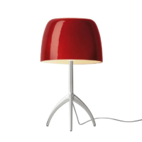 Foscarini Lumiere Grande Tischleuchte mit Dimmer Aluminium rot
