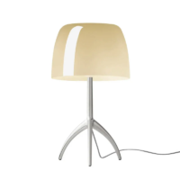 Foscarini Lumiere Grande Tischleuchte mit Dimmer Aluminium warmweiss