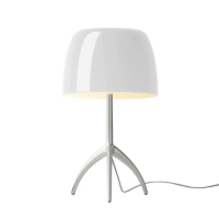 Foscarini Lumiere Grande Tischleuchte mit Dimmer Aluminium weiss