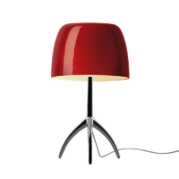 Foscarini Lumiere Grande Tischleuchte mit Dimmer Chrom rot