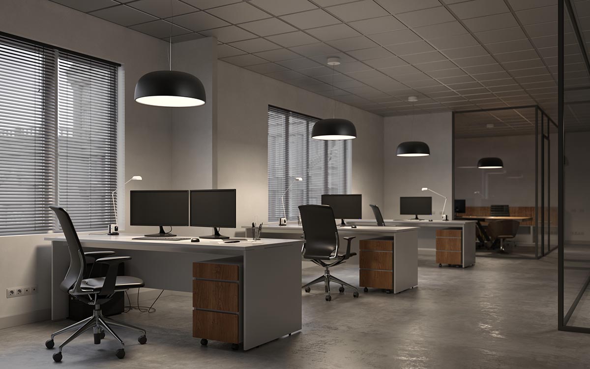 Lumina Tia 600 LED-Pendelleuchte über dem Office Arbeitsplatz