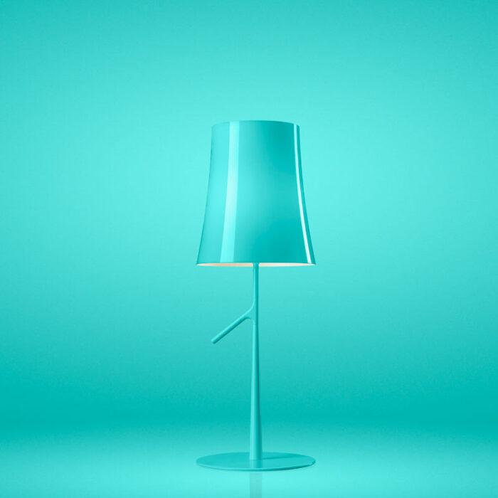 Foscarini Birdie Piccoal LED-Tischleuchte mit Touchdimmer Aquamarin