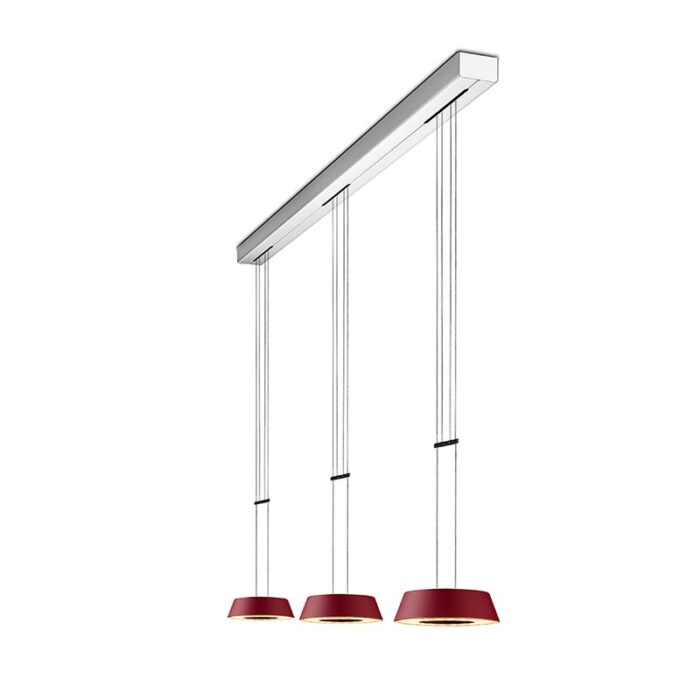 OLIGO Glance LED-Pendelleuchte 3-flammig Rot matt