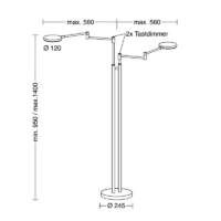 Holtkötter Plano Twin LED-Stehleuchte mit Tastdimmer – Bild 9