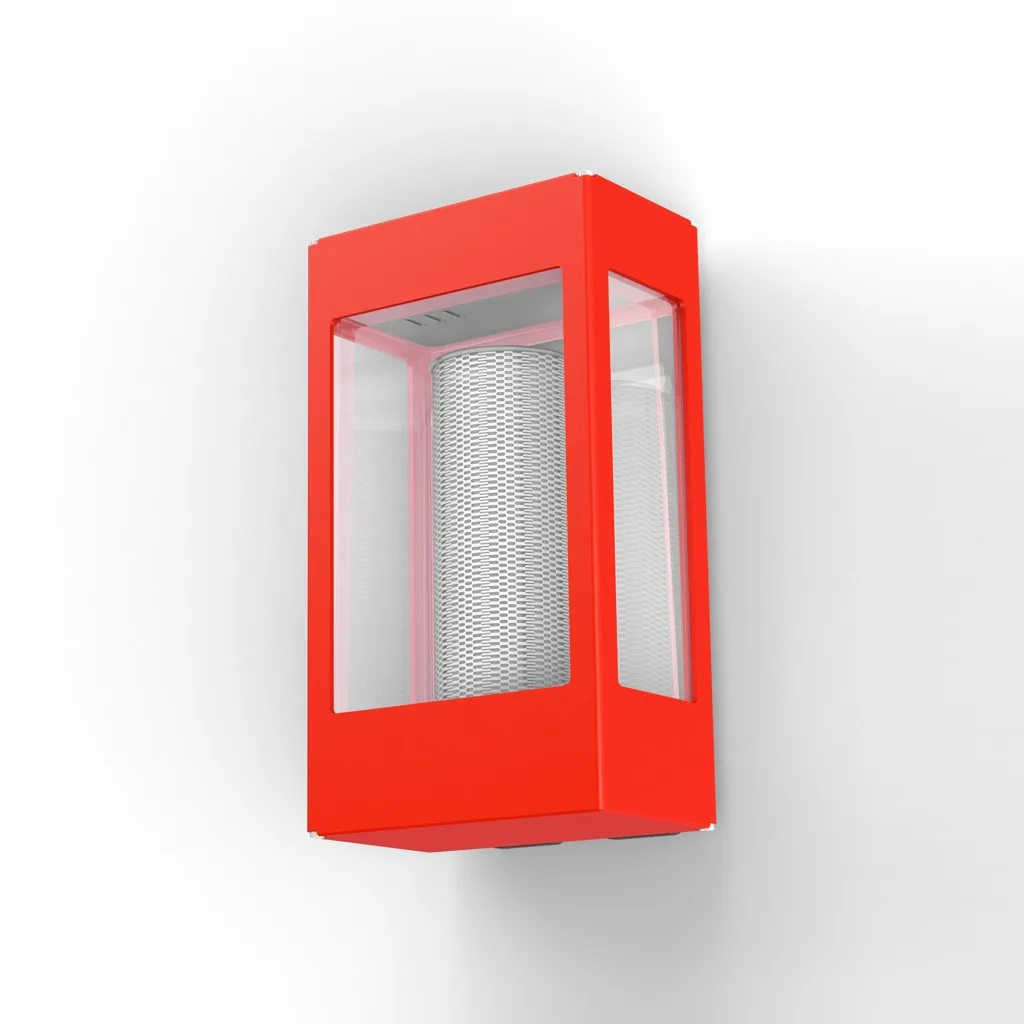 Roger Pradier Tétra N° 1 Außenwandleuchte Verkehrsrot