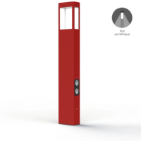 Roger Pradier Tétra N° 4 LED-Pollerleuchte mit Steckdosen Tomatenrot