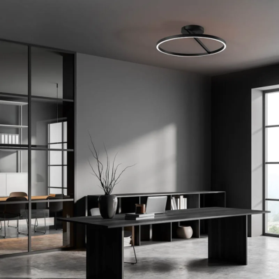 ESCALE Vision LED-Deckenleuchte Schwarz im Wohnzimmer