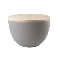 8 seasons design Shining Curvy Pot XM LED-Blumentopf grau mit Holzdeckel