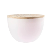 8 seasons design Shining Curvy Pot XM LED-Blumentopf weiss mit Holzdeckel
