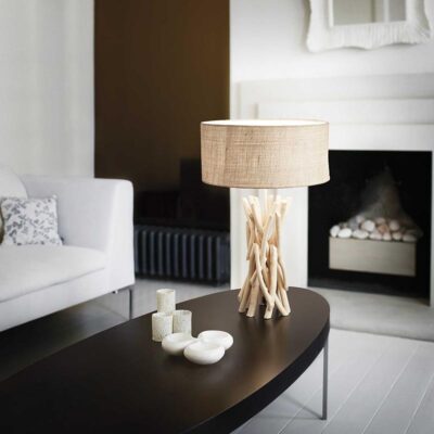 Ideal Lux Driftwood TL1 Tischleuchte auf Wohnzimmer Tisch