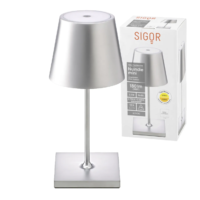 Sigor Nuindie Mini Akku Tischleuchte silberfarben