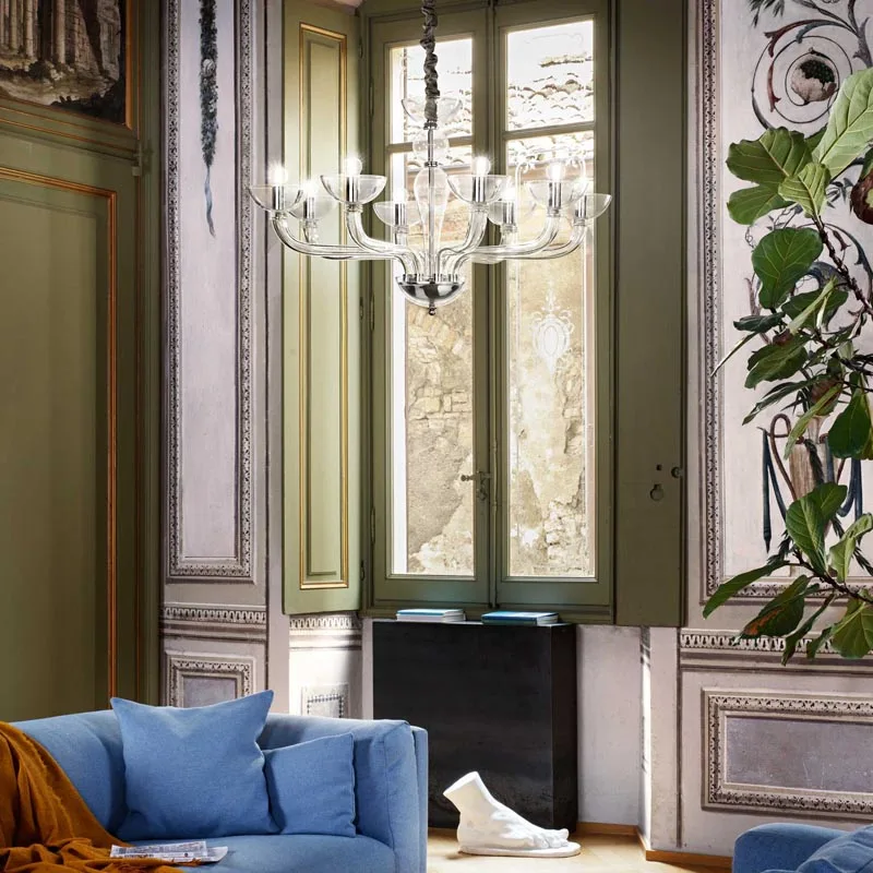 ideal-lux-casanova-sp8-kronleuchter-transparent-ambiente Ideal Lux Casanova Kronleuchter 8-flammig