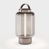 IP44.DE Qu LED-Akkuleuchte Bright Bronze und Glas Amber