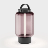 IP44.DE Qu LED-Akkuleuchte Jet Blach und Glass Rose