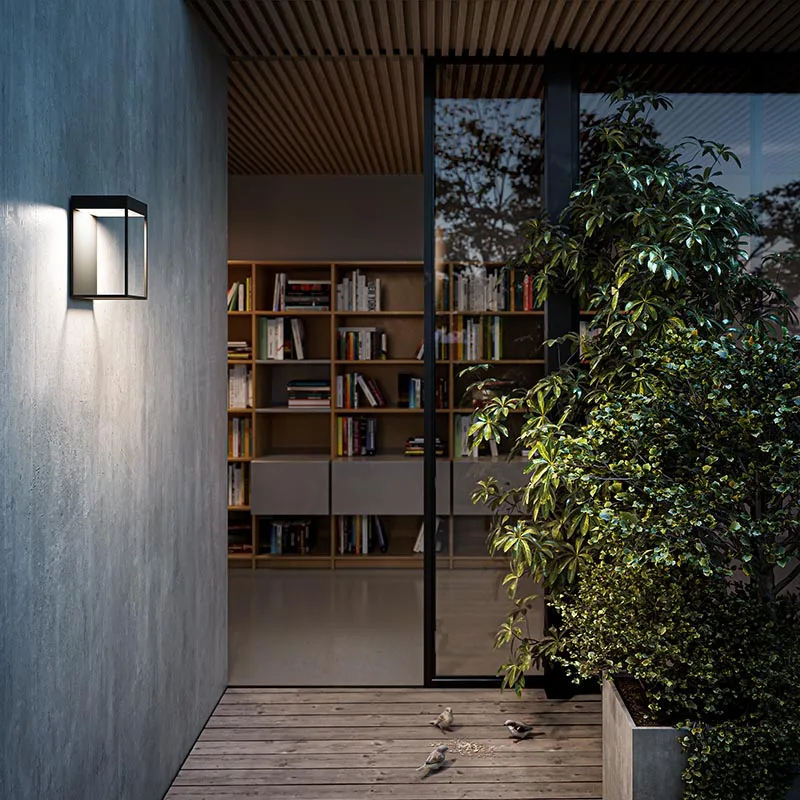 Hausfassade beleuchtet mit IP44.DE Gig Wandleuchte