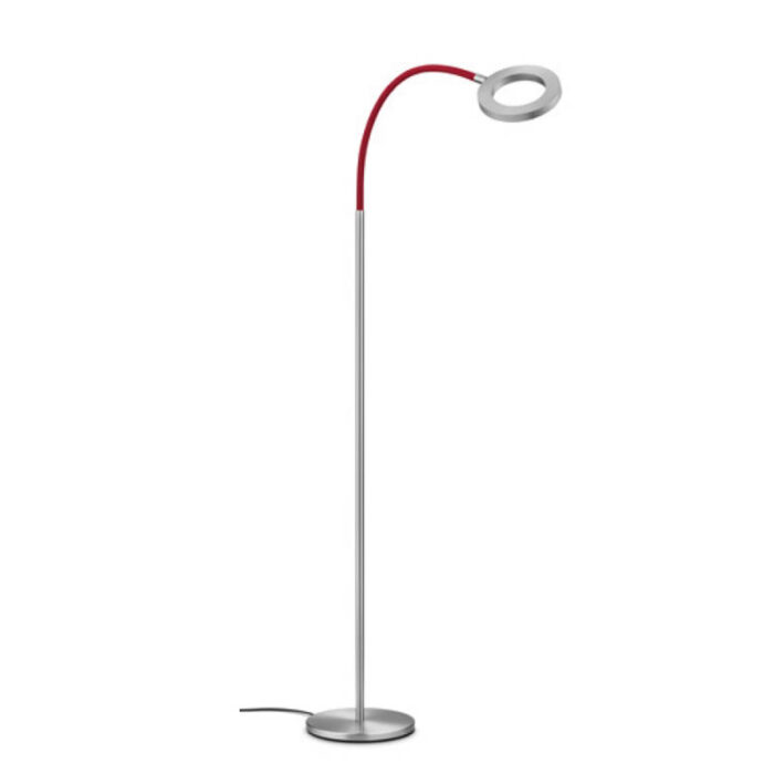 Knapstein TESSA-Flex LED-Stehleuchte mattnickel, Flexschlauch rot
