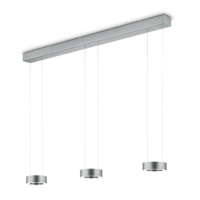 Knapstein ZERA-3 LED-Pendelleuchte dreiflammig Nickel matt