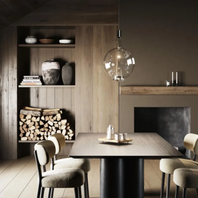 Lodes Sky-Fall Round Medium LED-Pendelleuchte über Esstisch