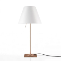 Luceplan Costanzina Tischleuchte Messing mit Schalter weiss