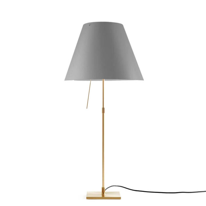 Luceplan Costanza Tischleuchte Messing mit Dimmer Betongrau