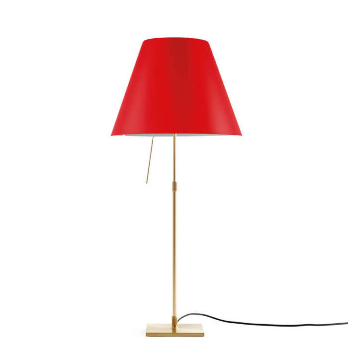 Luceplan Costanza Tischleuchte Messing mit Dimmer johannesbeerrot