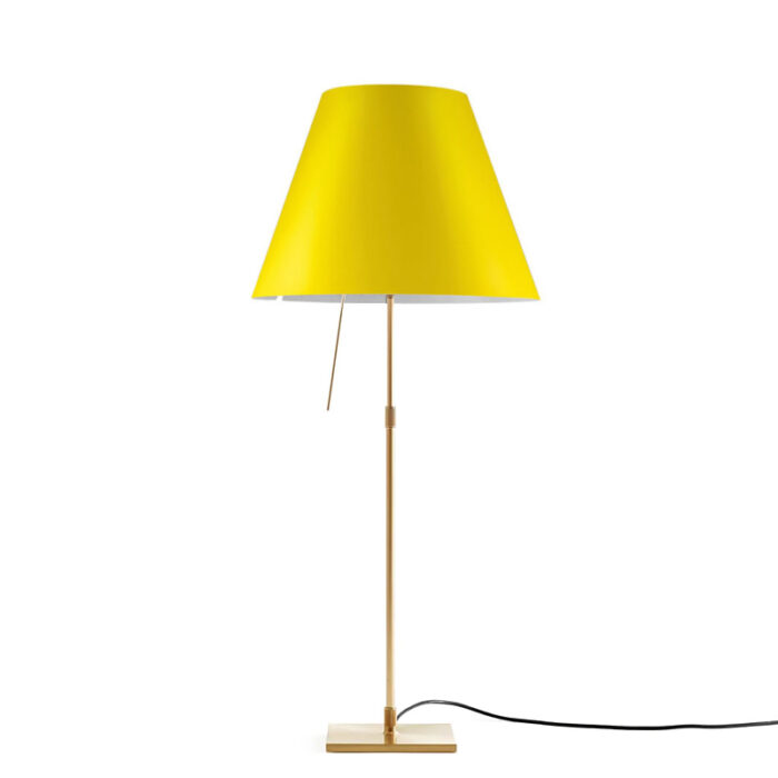 Luceplan Costanza Tischleuchte Messing mit Dimmer Kanariengelb