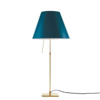 Luceplan Costanza Tischleuchte Messing mit Dimmer Petrolblau