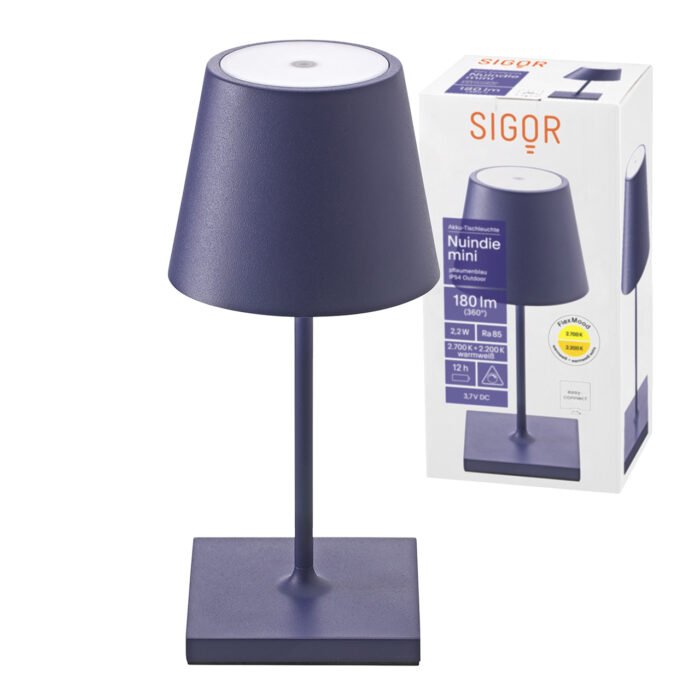 Sigor Nuindie Mini Akku Tischleuchte pflaumenblau