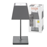 Sigor Nuindie Mini Akku Tischleuchte eckig graphitgrau