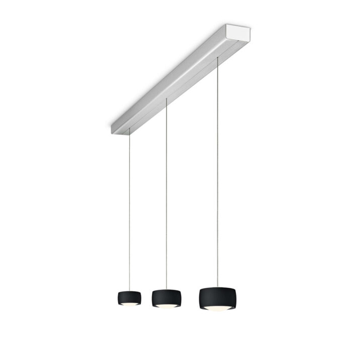 OLIGO Grace LED-Pendelleuchte 3-flammig Alu Schwarz matt