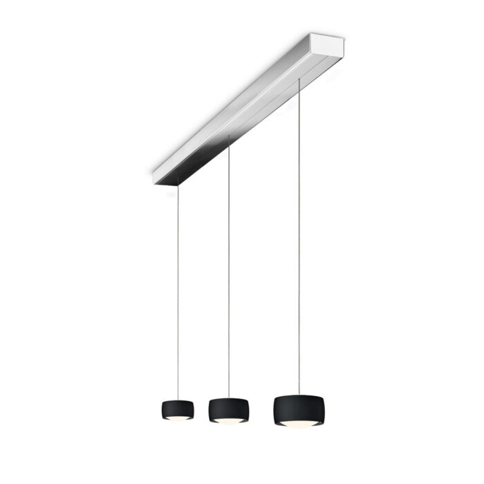 OLIGO Grace LED-Pendelleuchte 3-flammig Chrom Schwarz matt