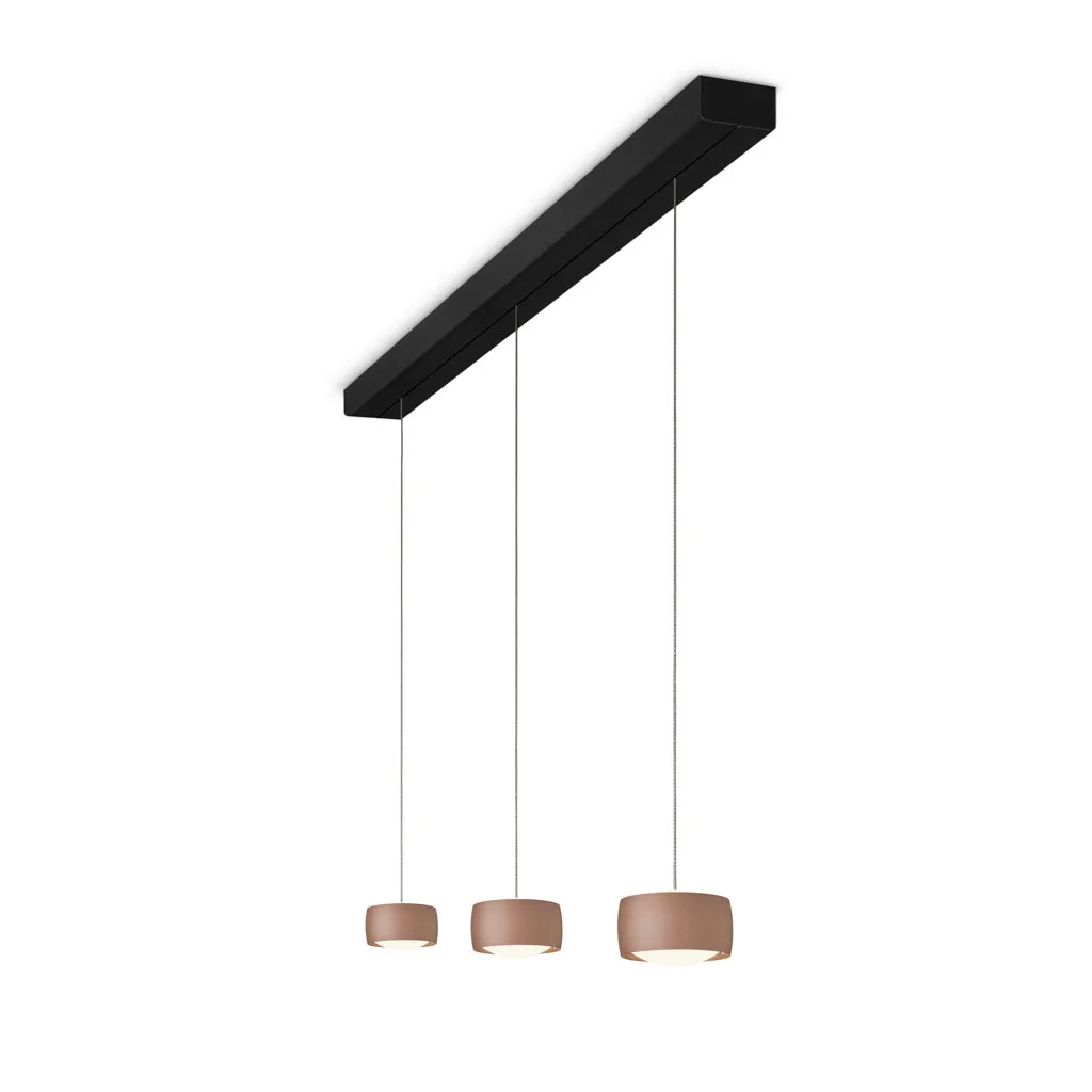 OLIGO Grace LED-Pendelleuchte 3-flammig schwarz satin copper