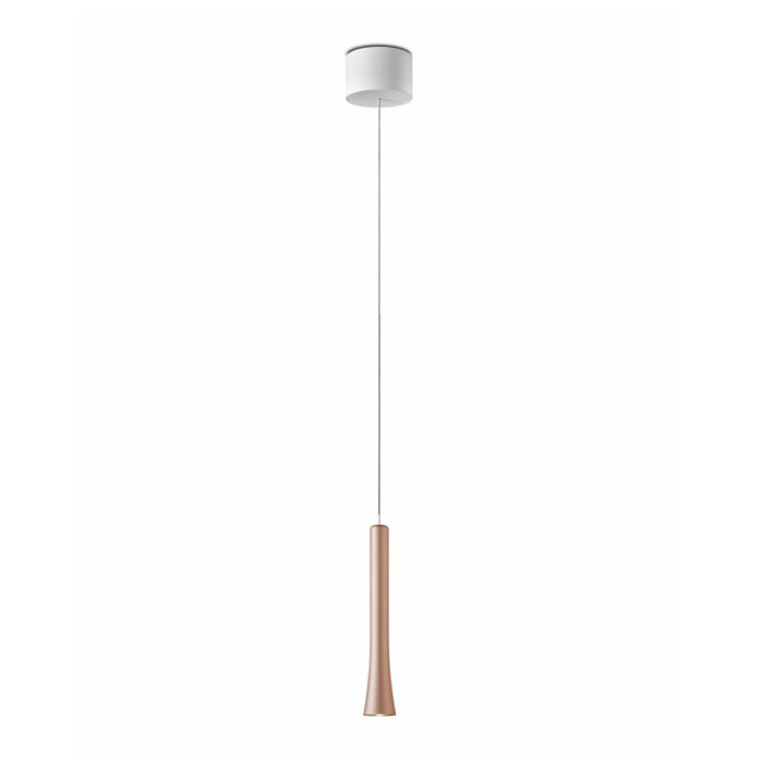 OLIGO Rio LED-Pendelleuchte 1-flammig unsichtbar höhenverstellbar weiss matt satin coppper