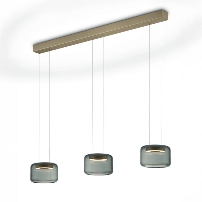 Knapstein SIDRA-3 LED-Pendelleuchte dreiflammig Effekt Bronze