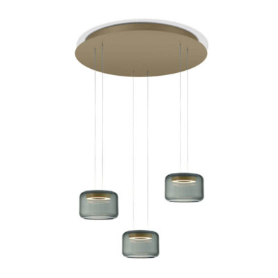 Knapstein SIDRA-Rondo LED-Pendelleuchte dreiflammig Effekt Bronze