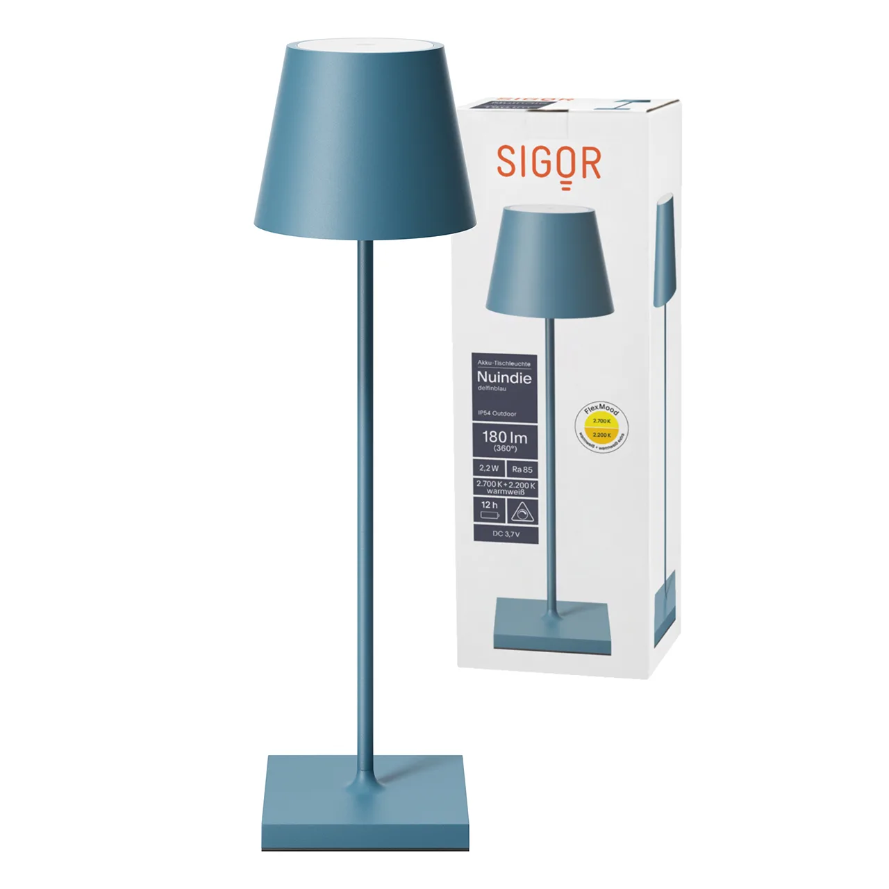 Sigor Nuindie LED-Akku Tischleuchte delphinblau USB-C – Bild 2