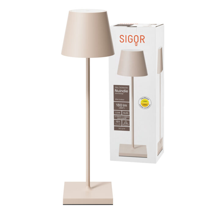 Sigor Nuindie LED-Akku Tischleuchte dünenbeige USB-C – Bild 2